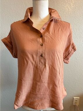 New Mine Terracotta Short-Sleeve Button Down Shirt